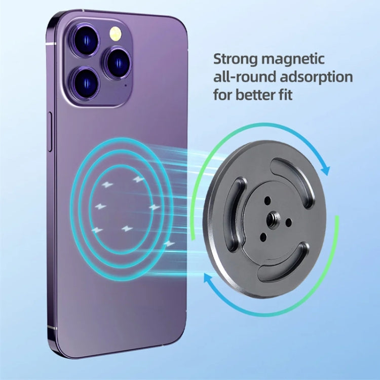 Magnetic Phone Holder with 1/4 Inch Hole for Tripod Magic Arm(Titanium Color) by buy2fix