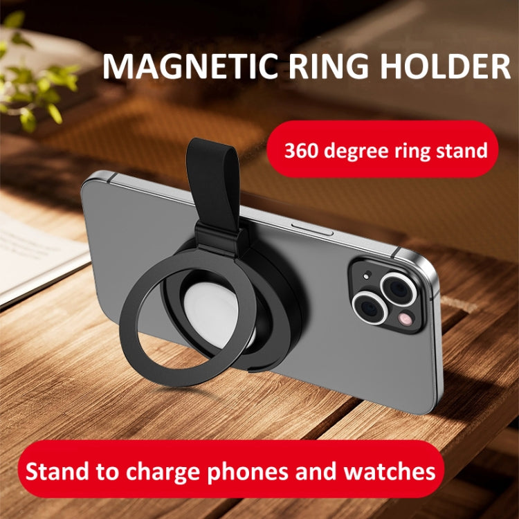 3 In 1 Magnetic Wireless Charger Mobile Phone Ring Holder(Black) by buy2fix
