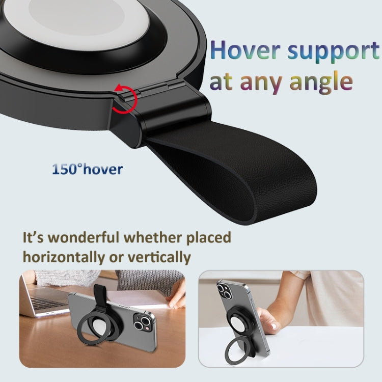 3 In 1 Magnetic Wireless Charger Mobile Phone Ring Holder(Black) by buy2fix