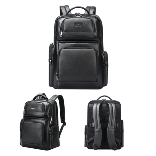 Bopai 61-123291 Large-capacity First-layer Cowhide Laptop Backpack with USB+Type-C Port, Color: Lychee - Backpack by Bopai | Online Shopping UK | buy2fix