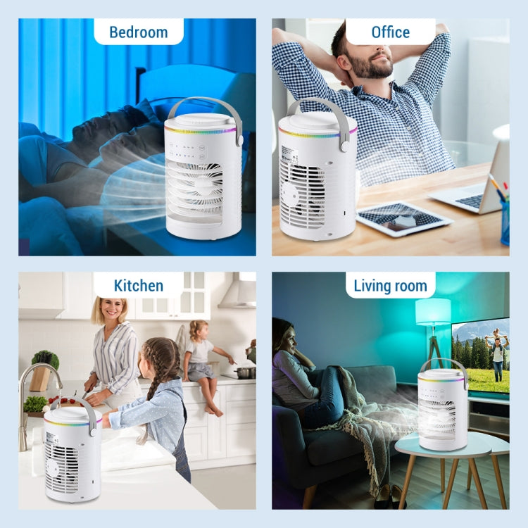 CF-516 USB Home Timed Desktop RGB Light Adjustable Spray Humidification Cooler Fan(White) by buy2fix