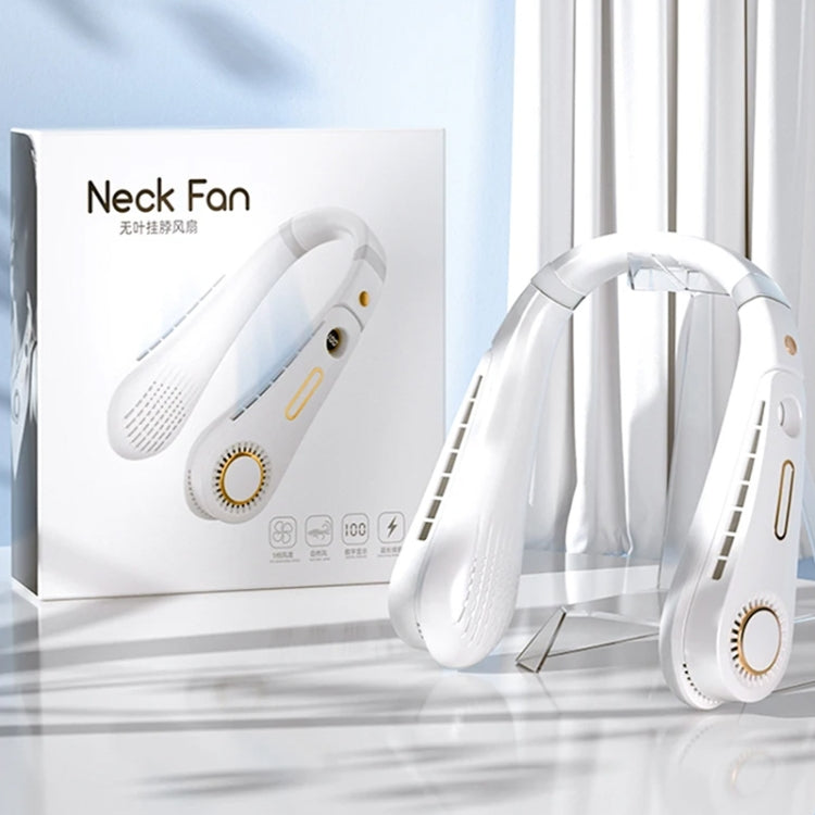 F11 Portable USB Charging Rotating Digital Display Bladeless Hanging Neck Fan(Blue) by buy2fix