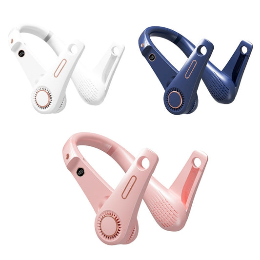 F11 Portable USB Charging Rotating Digital Display Bladeless Hanging Neck Fan(Pink) by buy2fix