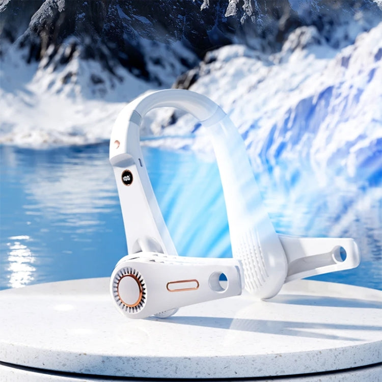 F11 Portable USB Charging Rotating Digital Display Bladeless Hanging Neck Fan(Blue) by buy2fix