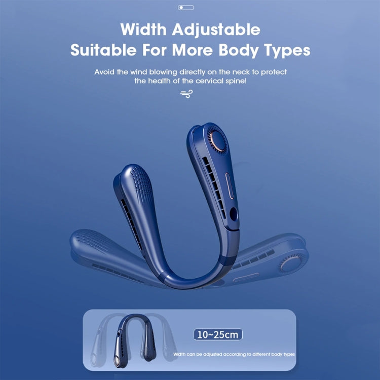 F11 Portable USB Charging Rotating Digital Display Bladeless Hanging Neck Fan(Blue) by buy2fix