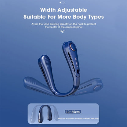 F11 Portable USB Charging Rotating Digital Display Bladeless Hanging Neck Fan(Blue) by buy2fix