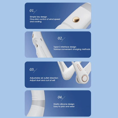 F11 Portable USB Charging Rotating Digital Display Bladeless Hanging Neck Fan(Blue) by buy2fix