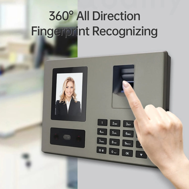 FA03 Intelligent Voice Prompt Face Recognition Fingerprint Attendance Machine(English with EU Plug) by buy2fix