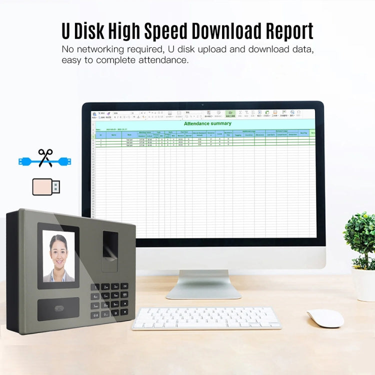 FA03 Intelligent Voice Prompt Face Recognition Fingerprint Attendance Machine(English with UK Plug) by buy2fix