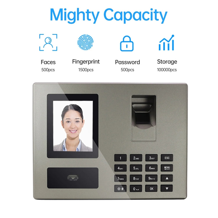 FA03 Intelligent Voice Prompt Face Recognition Fingerprint Attendance Machine(English with US Plug) by buy2fix