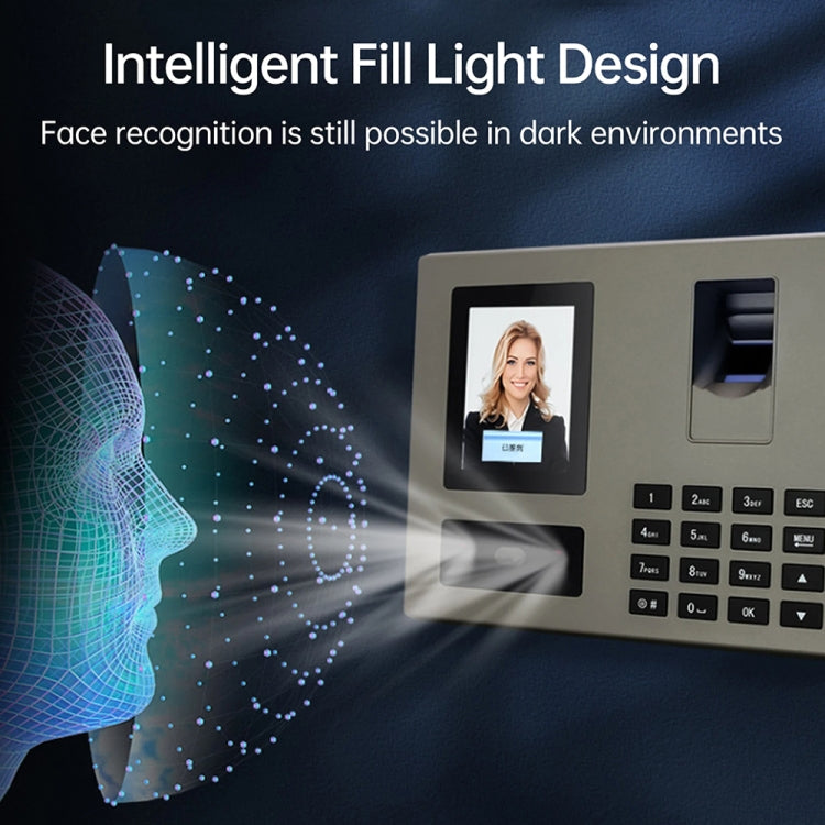 FA03 Intelligent Voice Prompt Face Recognition Fingerprint Attendance Machine(English with US Plug) by buy2fix