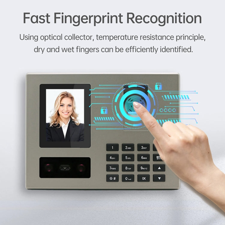 FA03 Intelligent Voice Prompt Face Recognition Fingerprint Attendance Machine(English with US Plug) by buy2fix