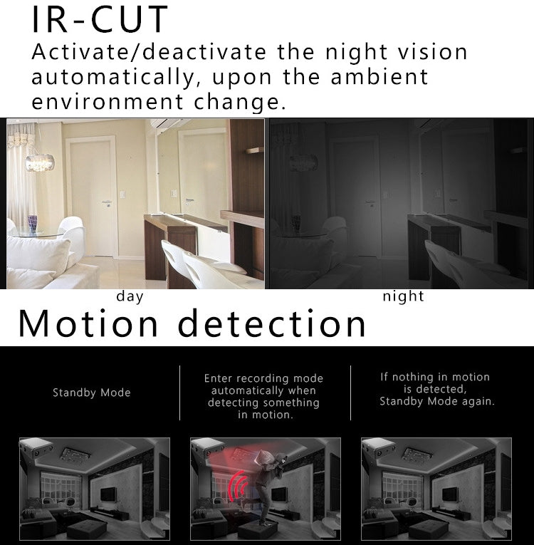 XD Camera 1080p HD Video Smart IR-CUT Infrared Night Vision Sports Camera(Direct Version No Battery) by buy2fix