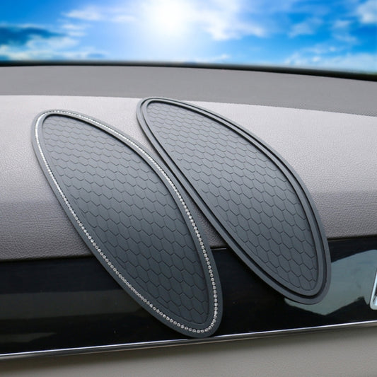 Car Center Console Ornaments Oval Anti-slip Mat, Style: Without Diamond by buy2fix