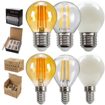 6pcs /Box G45 Bulb LED Lamp Fixture Illuminator Vintage Filament Lights, Style: Transparent Small Screw(220V 4W) by buy2fix