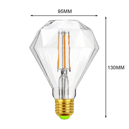 E27 Screw Port LED Vintage Light Shaped Decorative Illumination Bulb, Style: Flat Diamond Transparent(220V 4W 2700K) by buy2fix