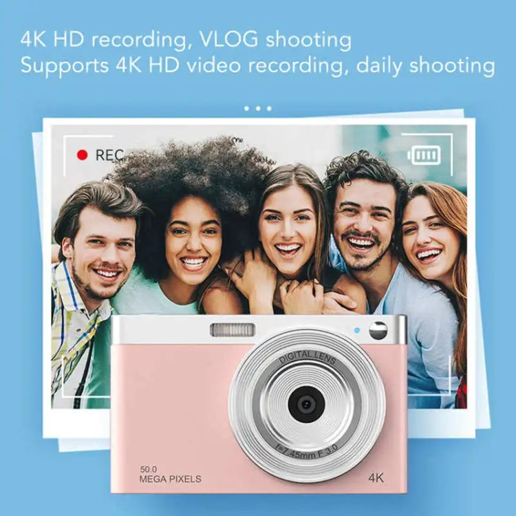 50 MP HD Camera 4K Video Retro Vlog Self-Shooting Camera(White) by buy2fix