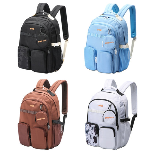 Bopai 68-01729 Large Capacity Canvas Lightweight and Breathable Student Schoolbag(Black 2) - Double-shoulder Bags by Bopai | Online Shopping UK | buy2fix
