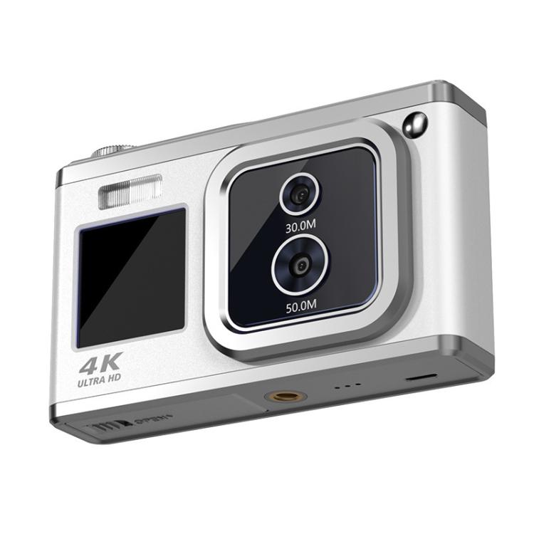 4K HD Optical Dual Lens Digital Camera 50MP Dual Screen Selfie Camera, No Memory(White) - Video Cameras by buy2fix | Online Shopping UK | buy2fix