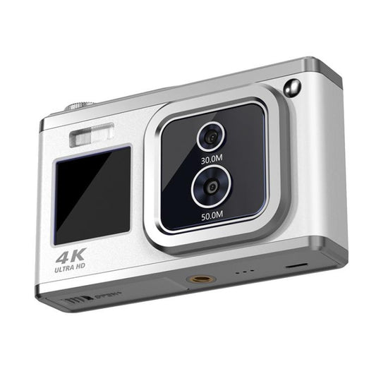 4K HD Optical Dual Lens Digital Camera 50MP Dual Screen Selfie Camera, No Memory(White) - Video Cameras by buy2fix | Online Shopping UK | buy2fix