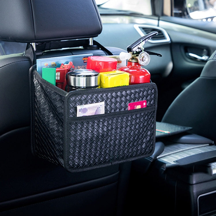 Car Hanging Garbage Bag Multifunctional Folding Storage Box, Model: H611 Woven Pattern by buy2fix