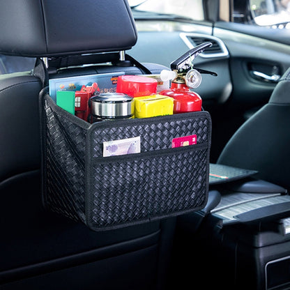 Car Hanging Garbage Bag Multifunctional Folding Storage Box, Model: H613 Litchi Pattern by buy2fix