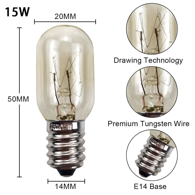 220V 15W E14 Screw Light Refrigerator Light Bulb Microwave Oven Sewing Machine Machine Bulb(2700K) by buy2fix