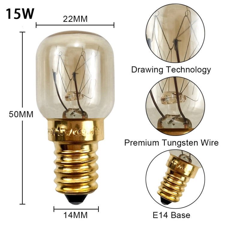 E14 Salt Crystal Lamps High Temperature Resistant Oven Light Bulb, Power: 15W Brass Lamp Head(2700K Warm White) by buy2fix