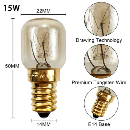 E14 Salt Crystal Lamps High Temperature Resistant Oven Light Bulb, Power: 15W Brass Lamp Head(2700K Warm White) by buy2fix
