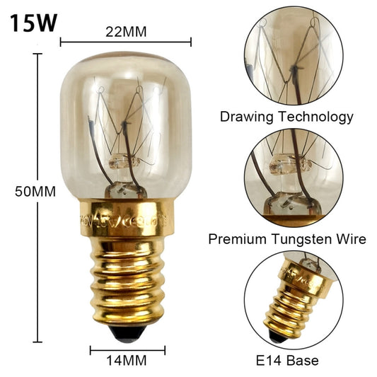 E14 Salt Crystal Lamps High Temperature Resistant Oven Light Bulb, Power: 15W Brass Lamp Head(2700K Warm White) by buy2fix