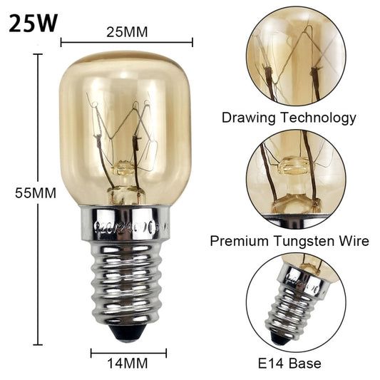 E14 Salt Crystal Lamps High Temperature Resistant Oven Light Bulb, Power: 25W Copper Nickel Plating Lamp Head(2700K Warm White) by buy2fix