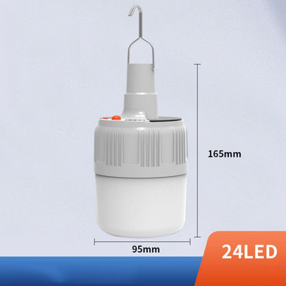 Rechargeable LED Solar Bulb Light Waterproof Night Market Stall Energy Saving Lamp, Model: 24LED by buy2fix