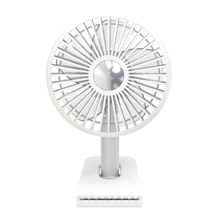 Car Clip-On Rechargeable Electric Oscillating Head Fan With Light(White) by buy2fix