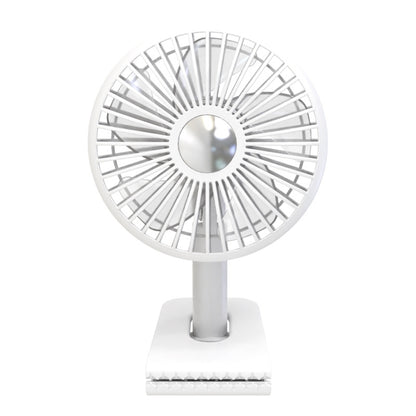 Car Clip-On Rechargeable Electric Oscillating Head Fan With Light(White) by buy2fix