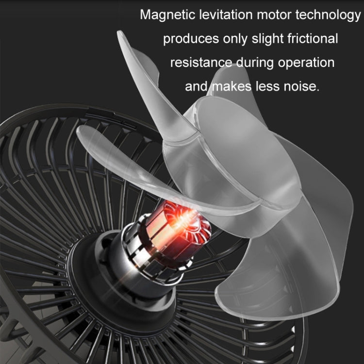 Car Clip-On Rechargeable Electric Oscillating Head Fan With Light(White) by buy2fix