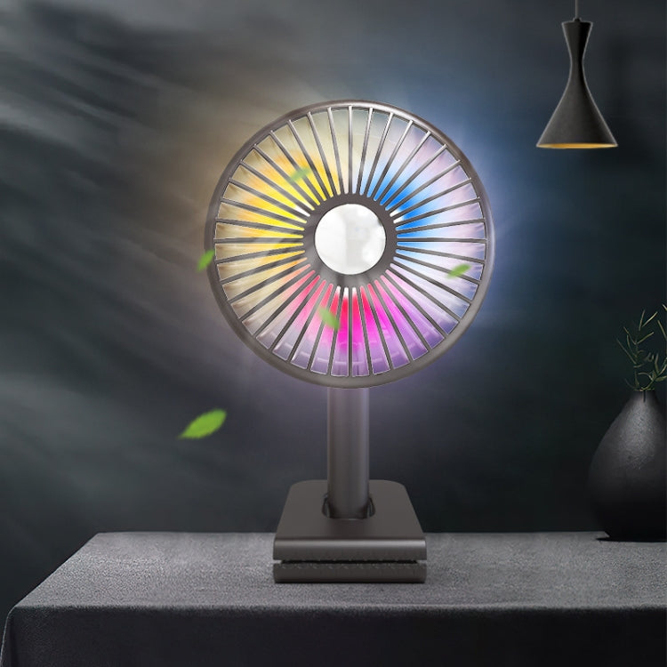 Car Clip-On Rechargeable Electric Oscillating Head Fan With Light(White) by buy2fix