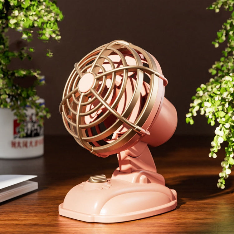 Mini Office Desktop Silent Electrical Fan Desktop Outdoor USB Retro Fan(Pink) by buy2fix