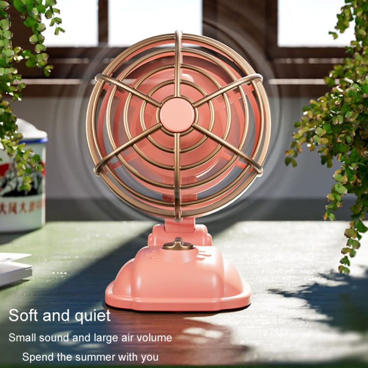 Mini Office Desktop Silent Electrical Fan Desktop Outdoor USB Retro Fan(Pink) by buy2fix