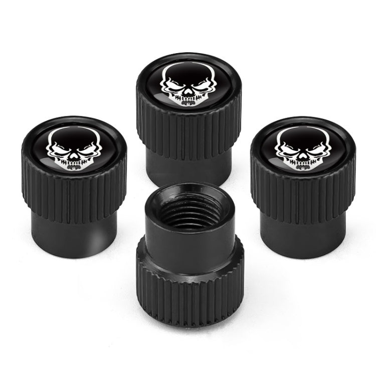 4pcs /Set Skeleton Car Tire Universal Aluminum Valve Cap(Black) - Tire Valve Caps by buy2fix | Online Shopping UK | buy2fix
