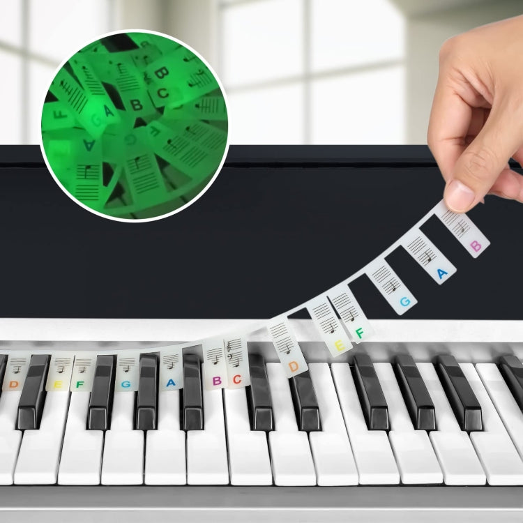 Luminous Silicone Piano Notes Guide Removable Piano Keyboard, Spec: 61 Keys Color Text - Keyboard Accessories by buy2fix | Online Shopping UK | buy2fix