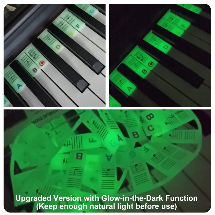 Luminous Silicone Piano Notes Guide Removable Piano Keyboard, Spec: 88 Keys Black Text - Keyboard Accessories by buy2fix | Online Shopping UK | buy2fix