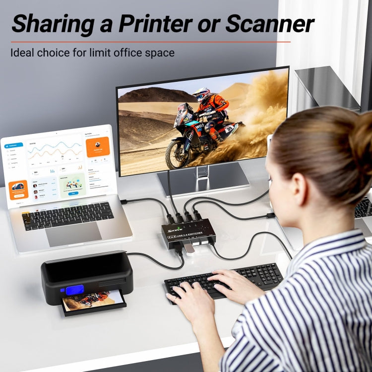 KC-KM434B USB3.0 4 Port USB Shared Device 4 Port Printer Sharing Device Keyboard Mouse Switch by buy2fix