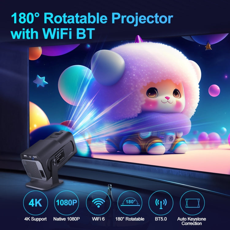 HY320 1080P 390ANSI 4K Android 11 Projector With Wifi 6 Bluetooth 5.0 Support Miracast / Airplay / DLNA US Plug by buy2fix