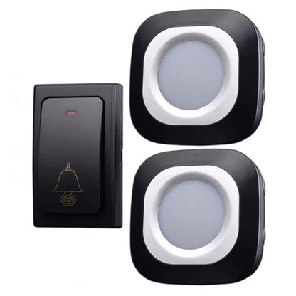 Flash Wireless Home Doorbell Self-Generated Smart Remote Control Doorbell Without Batteries, Specification: 1 For 2 Black(US Plug) by buy2fix
