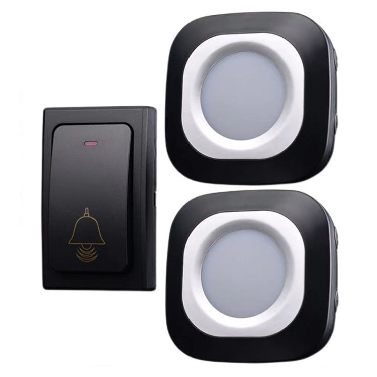 Flash Wireless Home Doorbell Self-Generated Smart Remote Control Doorbell Without Batteries, Specification: 1 For 2 Black(UK Plug) by buy2fix