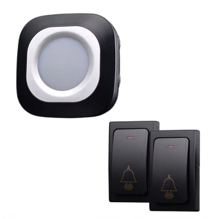 Flash Wireless Home Doorbell Self-Generated Smart Remote Control Doorbell Without Batteries, Specification: 2 For 1 Black(US Plug) by buy2fix