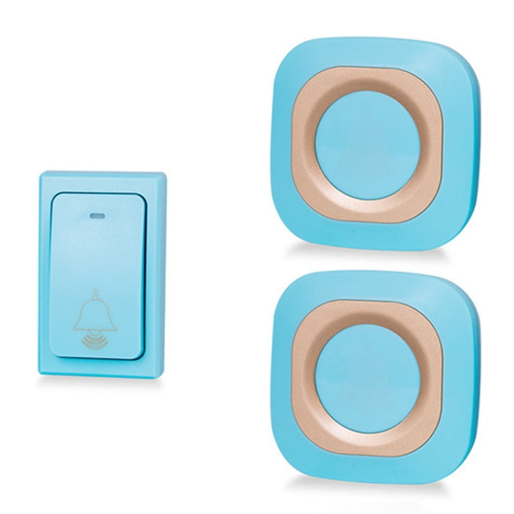 Flash Wireless Home Doorbell Self-Generated Smart Remote Control Doorbell Without Batteries, Specification: 1 For 2 Blue(US Plug) by buy2fix