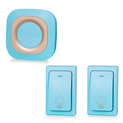 Flash Wireless Home Doorbell Self-Generated Smart Remote Control Doorbell Without Batteries, Specification: 2 For 1 Blue(UK Plug) by buy2fix