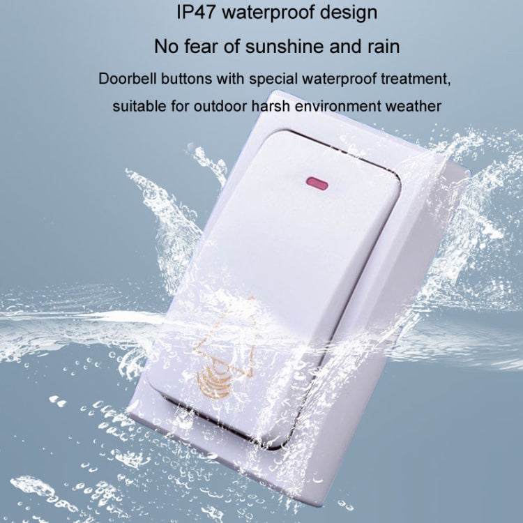 Flash Wireless Home Doorbell Self-Generated Smart Remote Control Doorbell Without Batteries, Specification: 1 For 2 White(EU Plug) by buy2fix