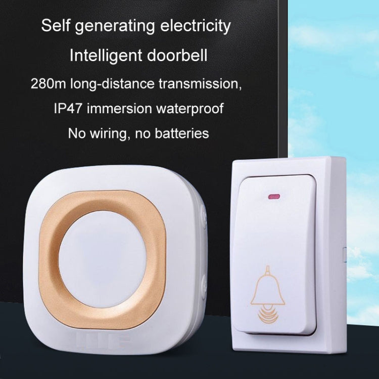 Flash Wireless Home Doorbell Self-Generated Smart Remote Control Doorbell Without Batteries, Specification: 1 For 2 White(US Plug) by buy2fix